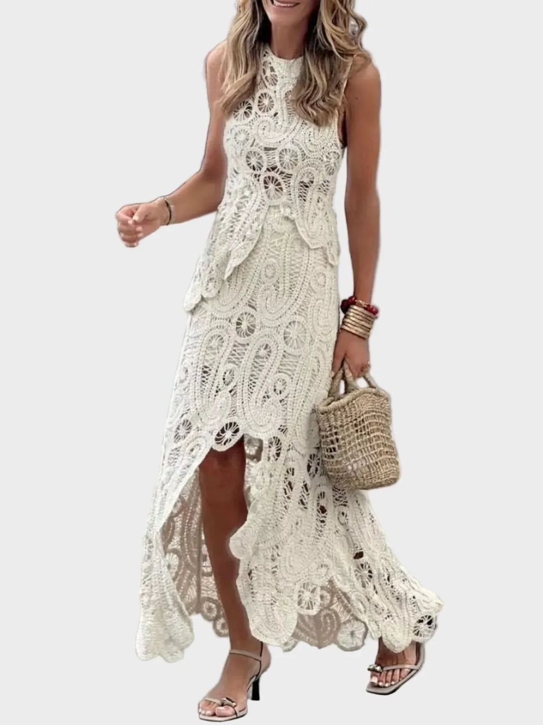 Billie Crochet Sleeveless Tank and Skirt Set