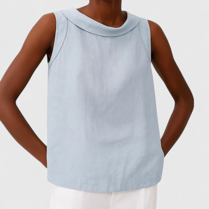 Clover Elegant Top with Roll Collar