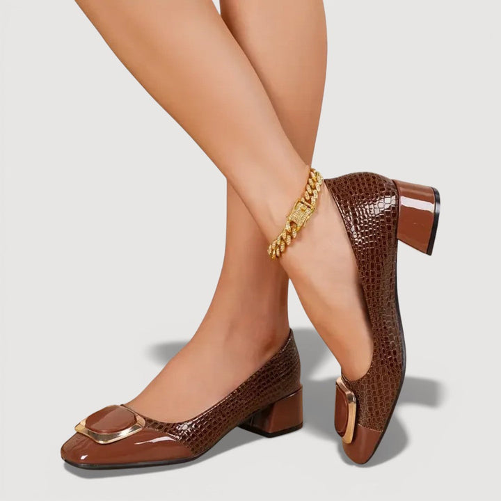 Saskia Croco Block Heels