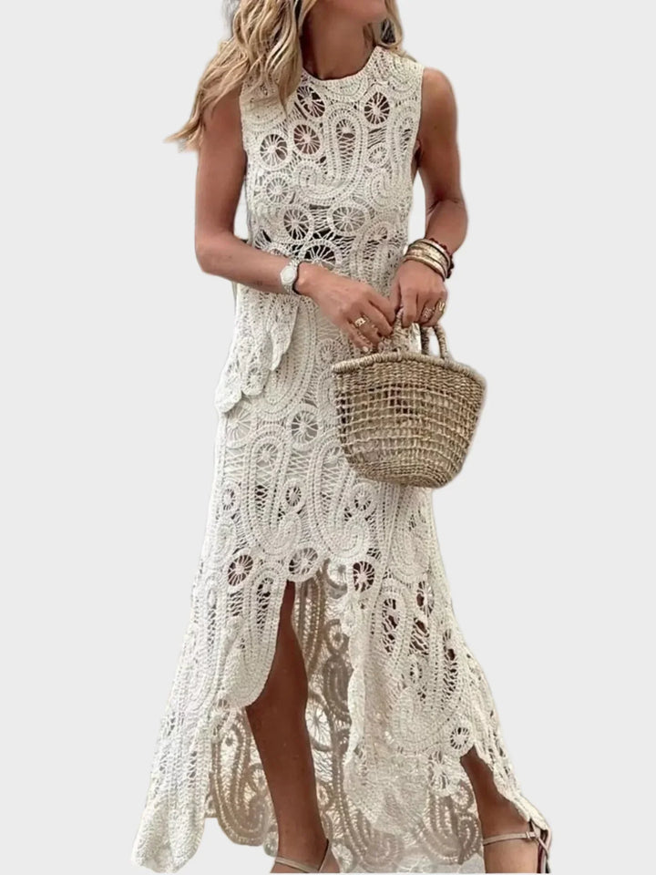 Billie Crochet Sleeveless Tank and Skirt Set