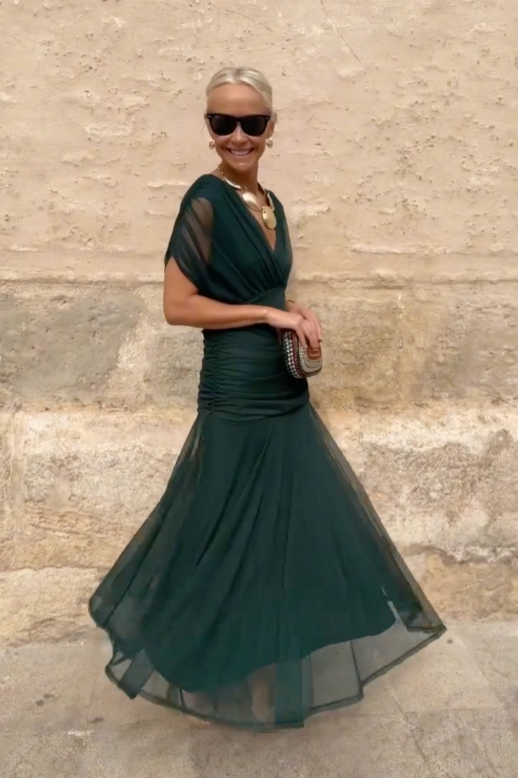 Luisa Elegant V-Neck Maxi Party Dress