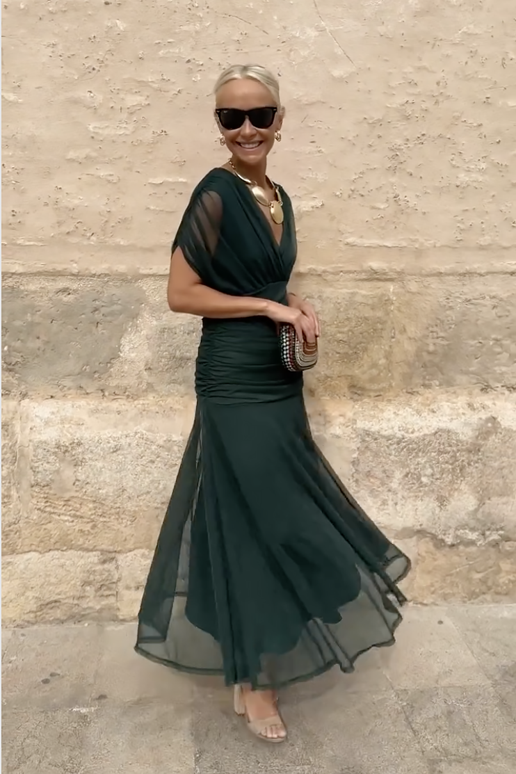 Luisa Elegant V-Neck Maxi Party Dress