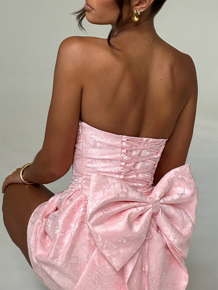 Miley Jacquard Knot Mini Dress