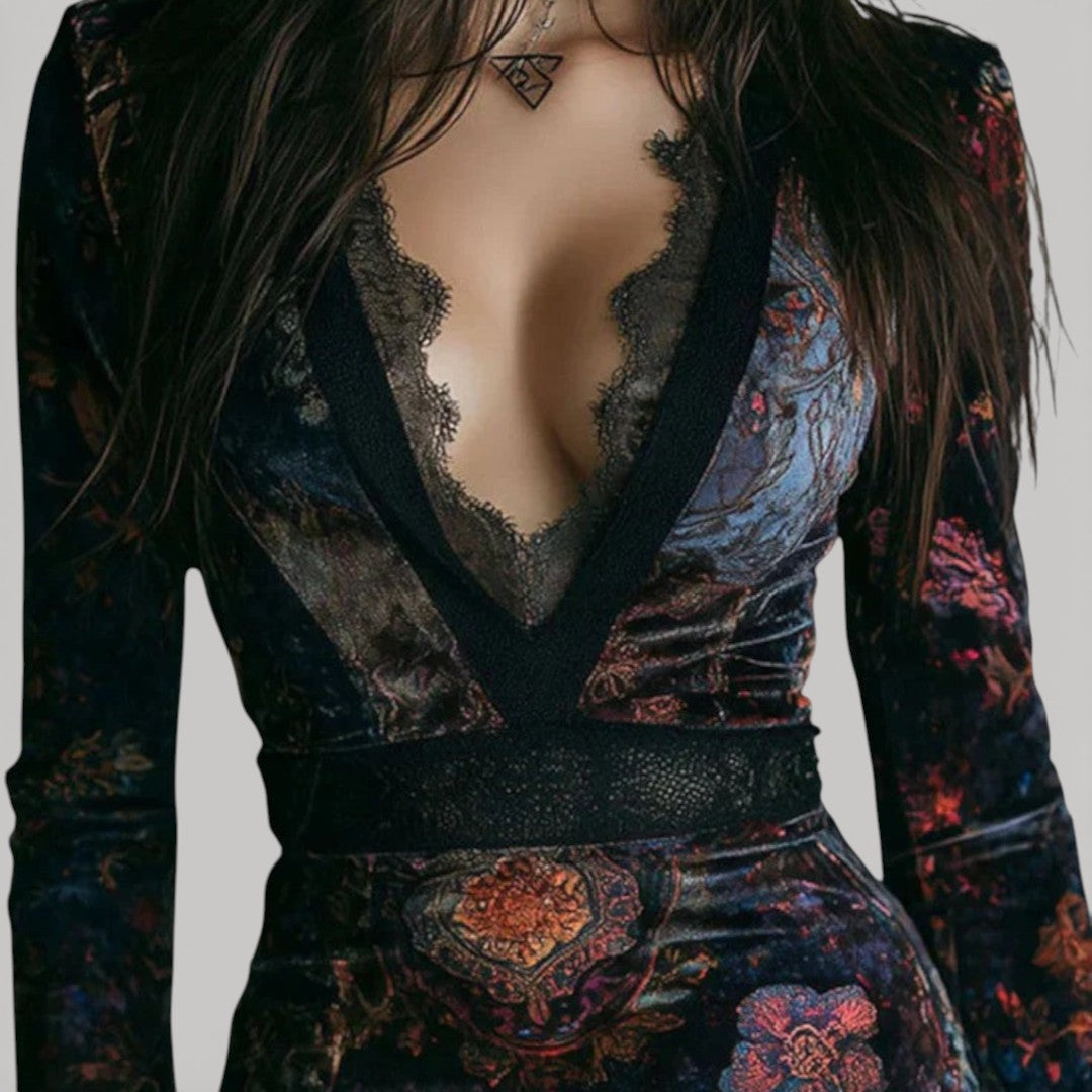 Clementine Lace Velvet Dress