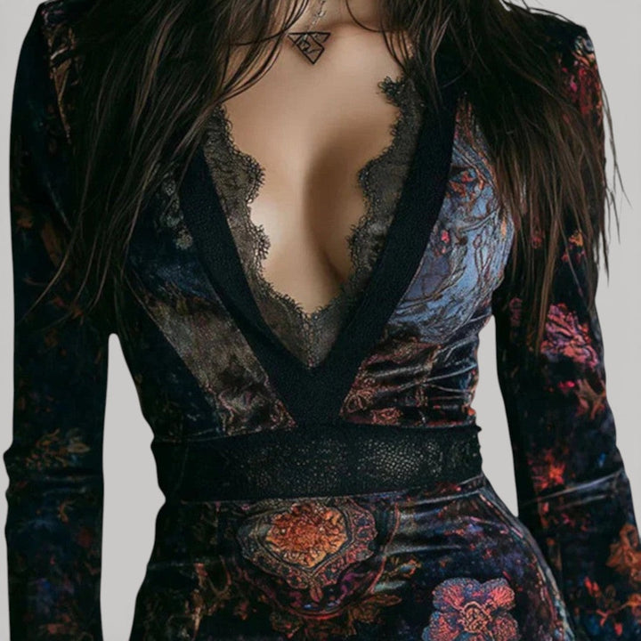 Clementine Lace Velvet Dress