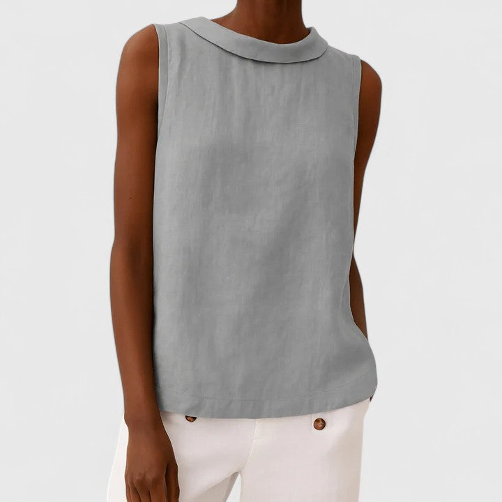 Clover Elegant Top with Roll Collar