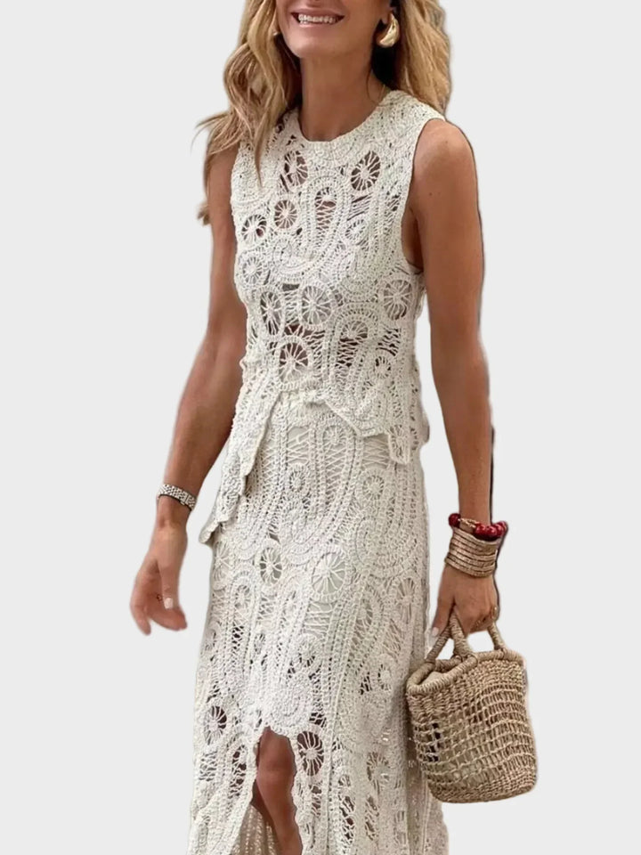 Billie Crochet Sleeveless Tank and Skirt Set