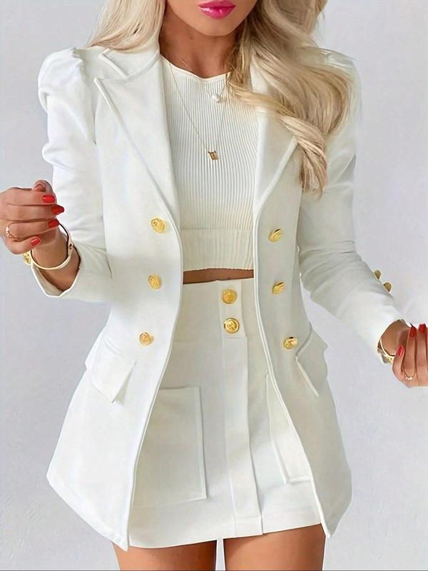Leah Elegant Two-Piece Blazer & Skirt Set