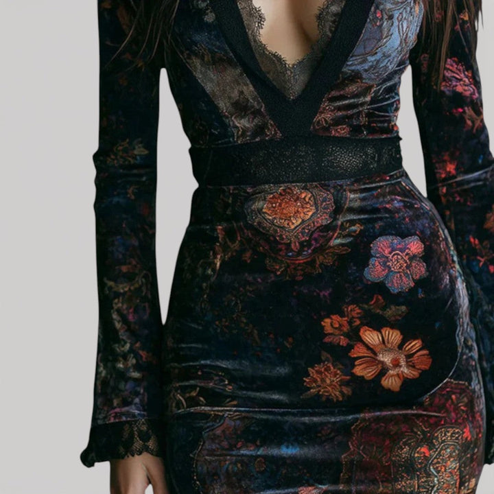 Clementine Lace Velvet Dress