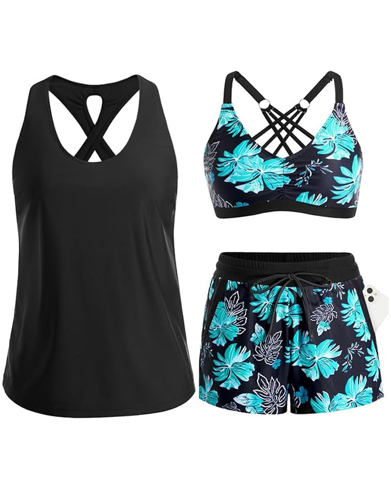 Eleanor | Three-Piece Tankini Bikini & Cover-Up Set