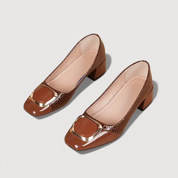 Saskia Croco Block Heels