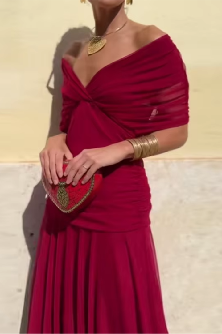 Luisa Elegant V-Neck Maxi Party Dress