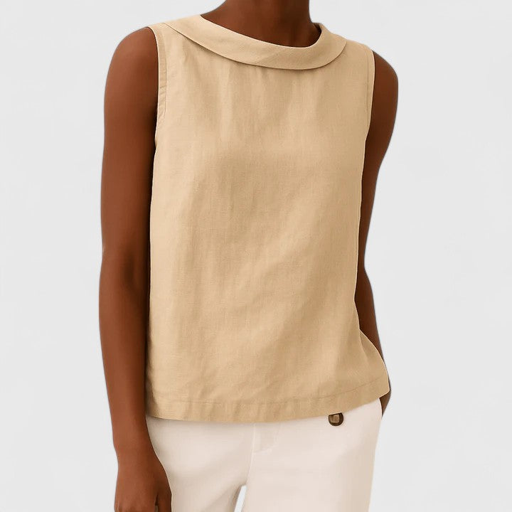 Clover Elegant Top with Roll Collar