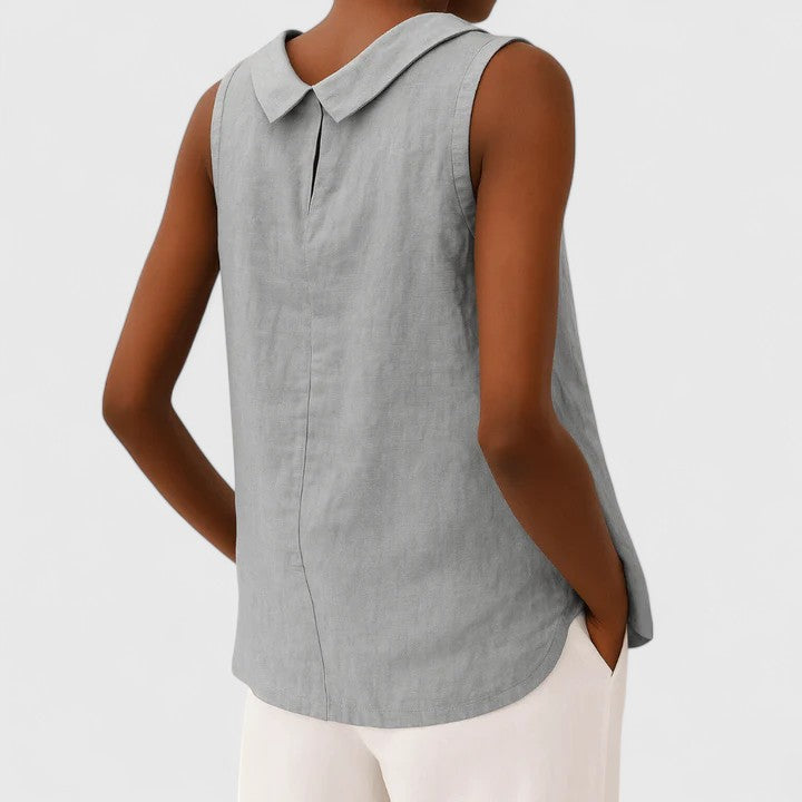 Clover Elegant Top with Roll Collar