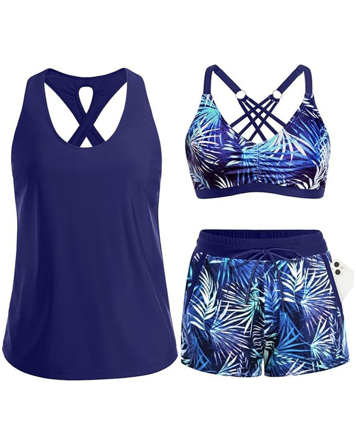 Eleanor | Three-Piece Tankini Bikini & Cover-Up Set
