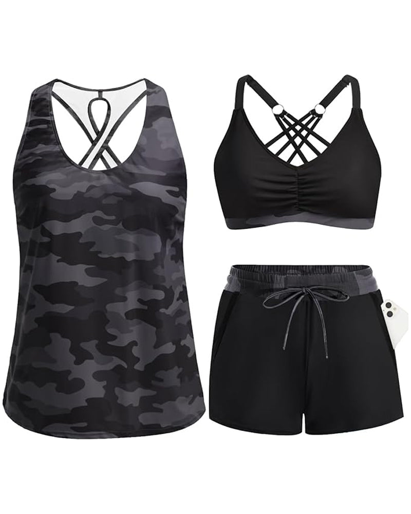 Eleanor | Three-Piece Tankini Bikini & Cover-Up Set