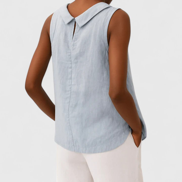 Clover Elegant Top with Roll Collar