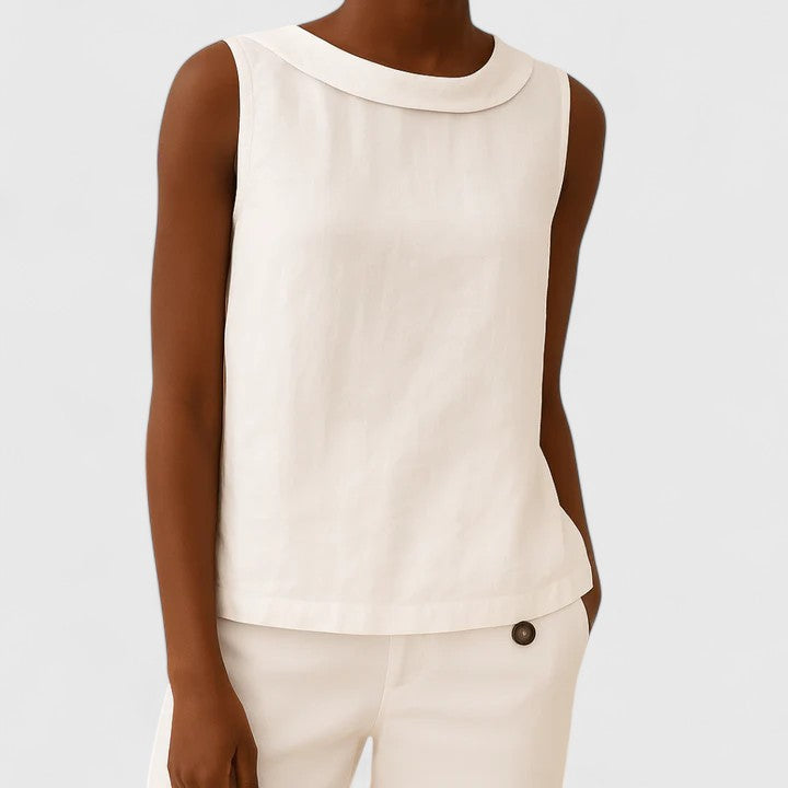 Clover Elegant Top with Roll Collar