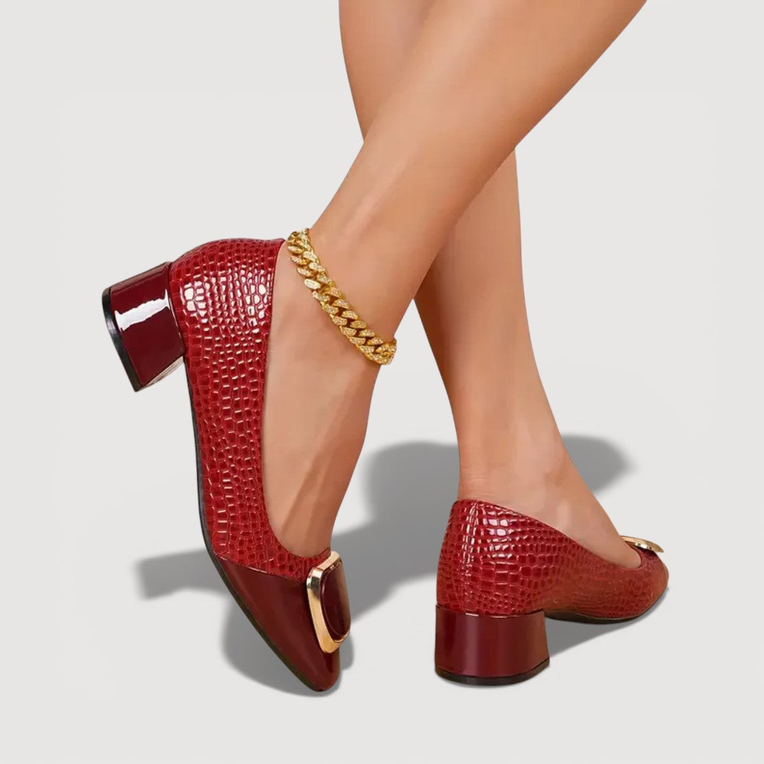 Saskia Croco Block Heels
