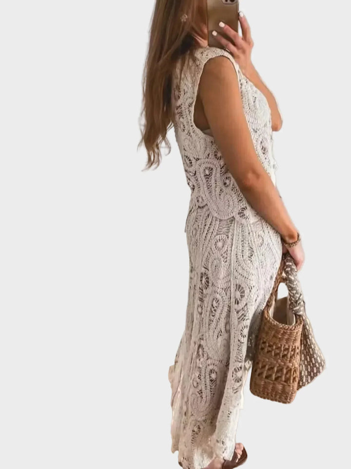 Billie Crochet Sleeveless Tank and Skirt Set