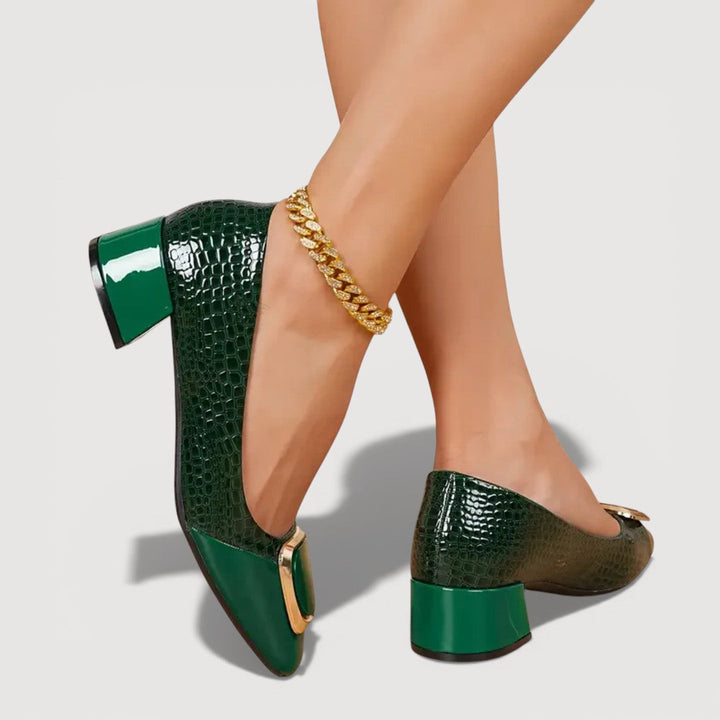 Saskia Croco Block Heels