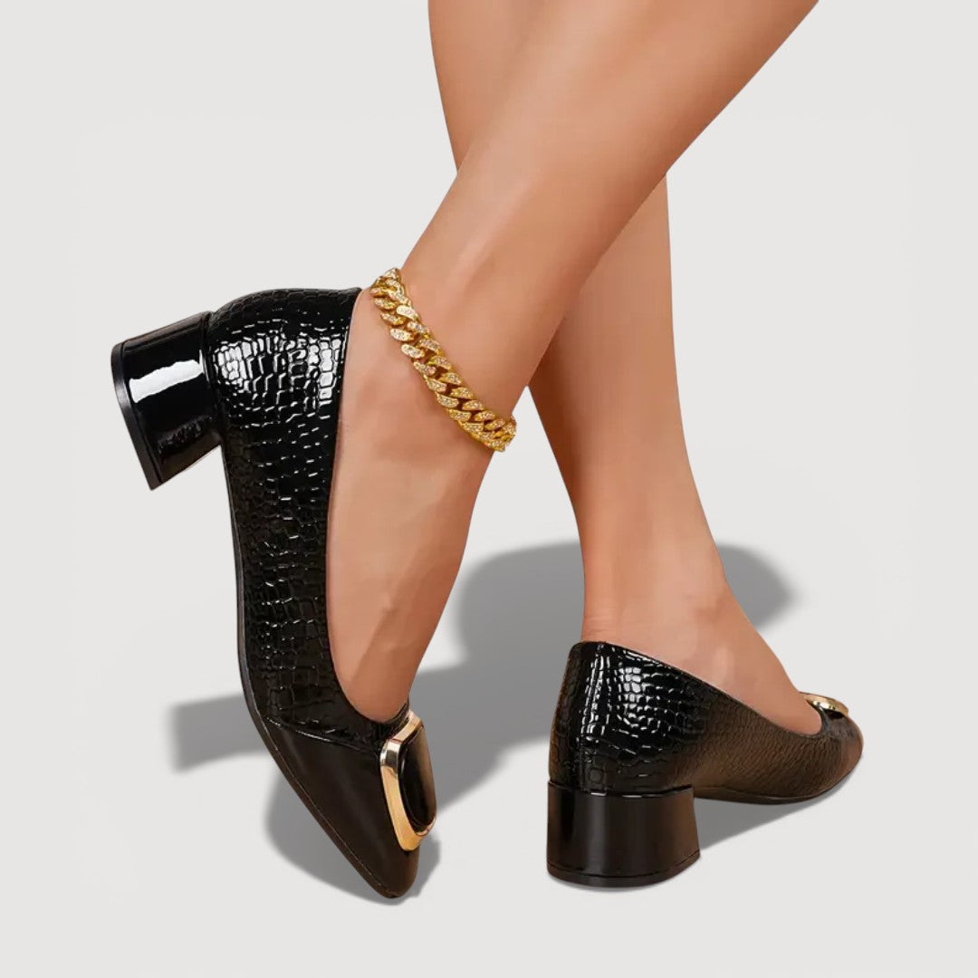 Saskia Croco Block Heels