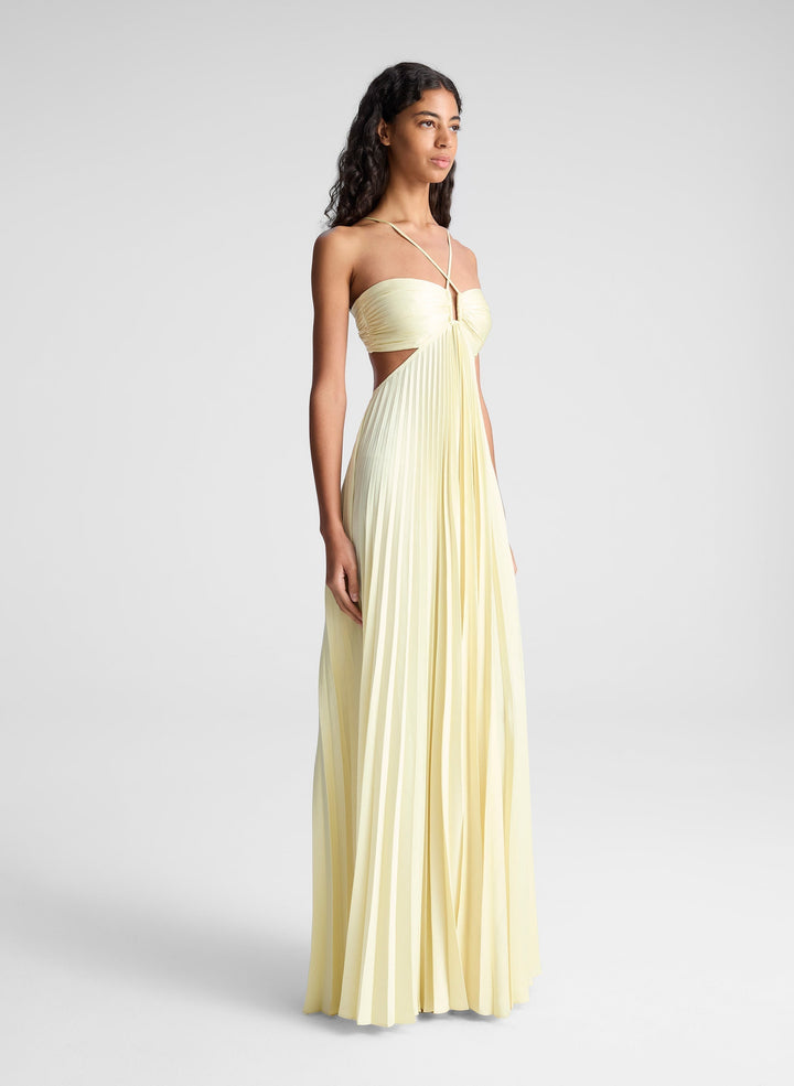 Amelia Veil Pleated Cut-Out Gown