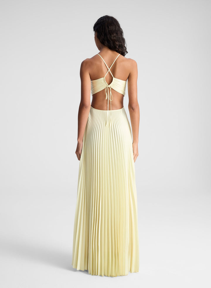 Amelia Veil Pleated Cut-Out Gown