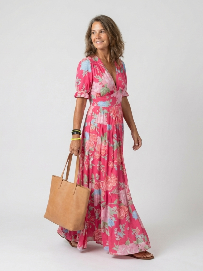 Lucy Floral V-Neck Maxi Dress