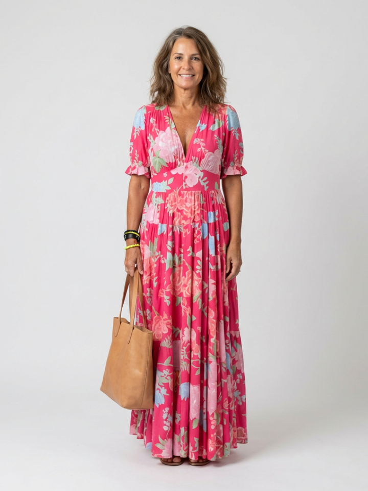 Lucy Floral V-Neck Maxi Dress