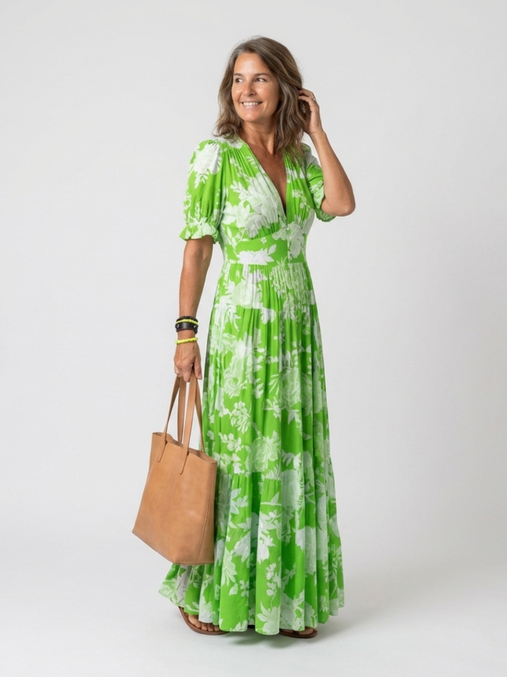 Lucy Floral V-Neck Maxi Dress