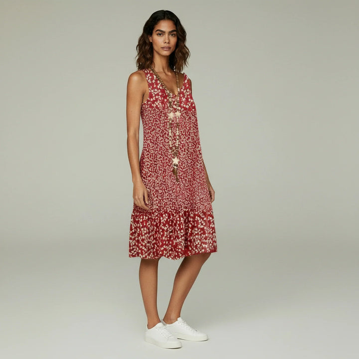 Louisa Florar Tiered Midi Dress
