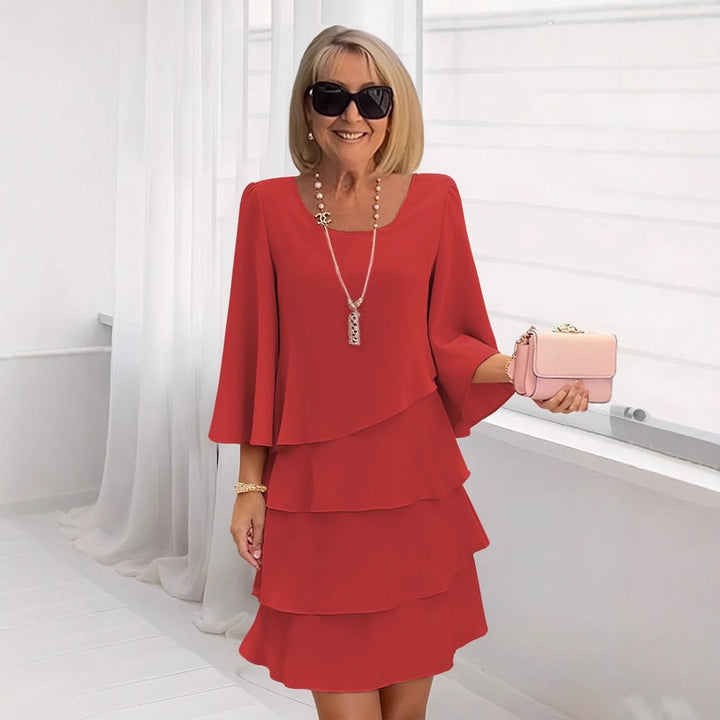 Maria Elegant Ruffle Midi Dress
