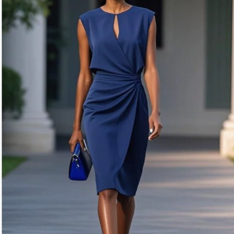 Sylvia Elegant Draped Midi Dress