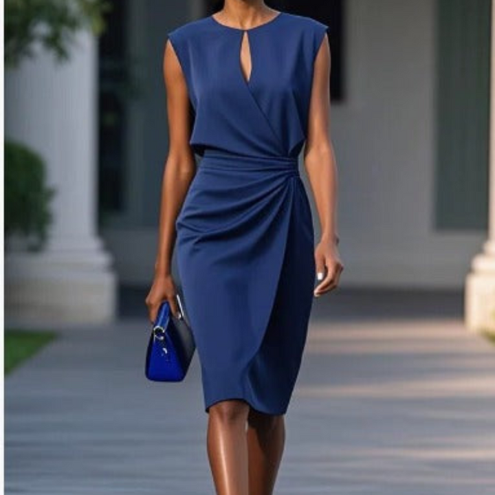 Sylvia Elegant Draped Midi Dress