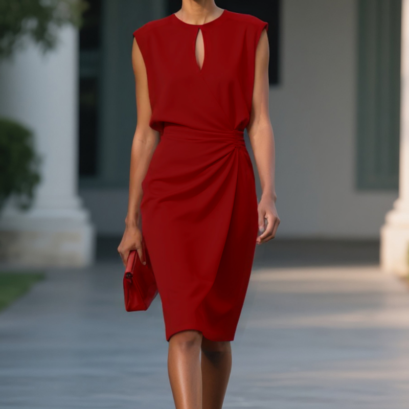 Sylvia Elegant Draped Midi Dress