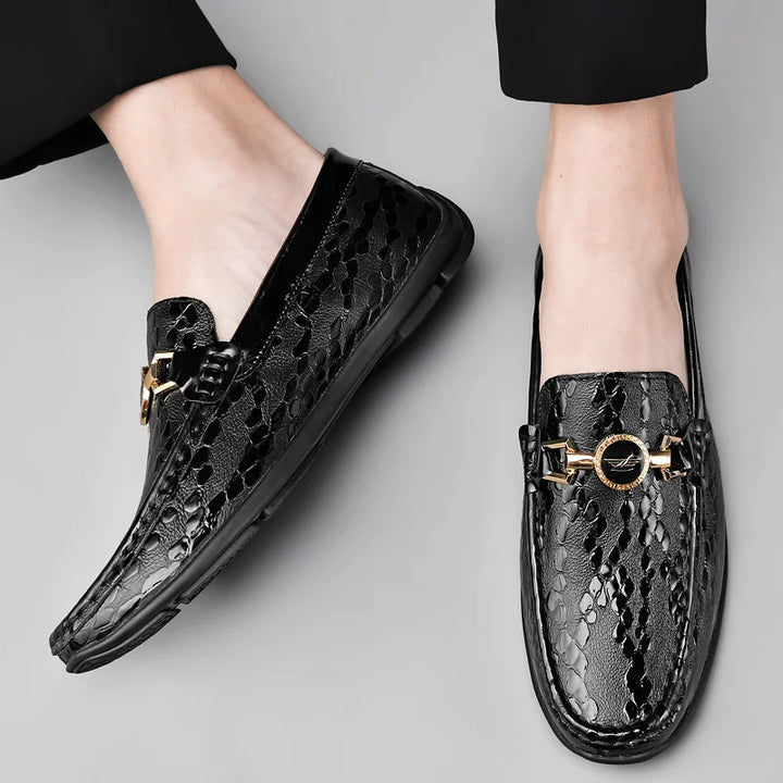 Matt Embossed Leather Loafers