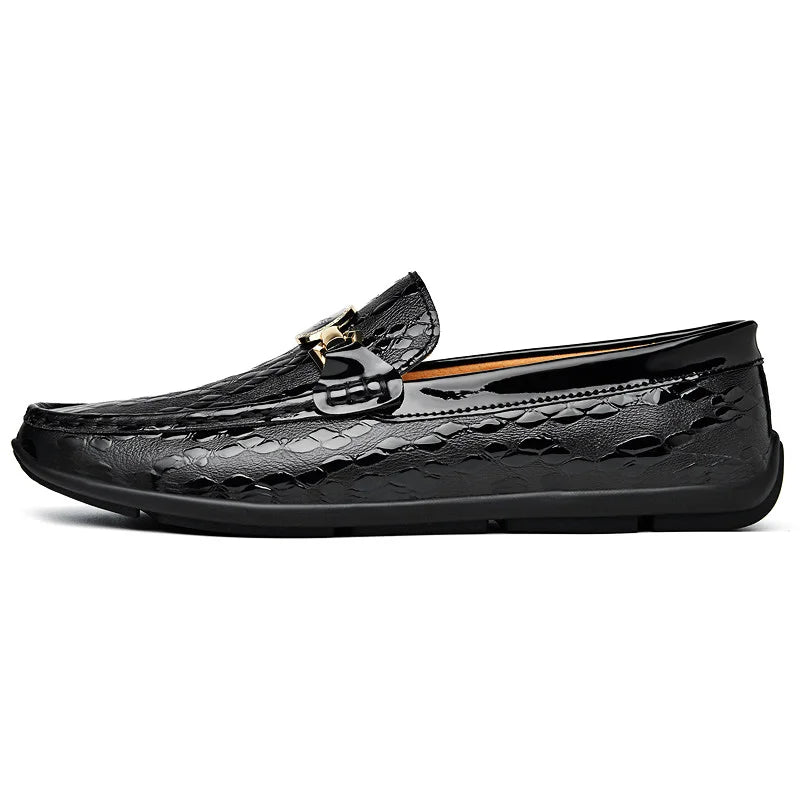 Matt Embossed Leather Loafers