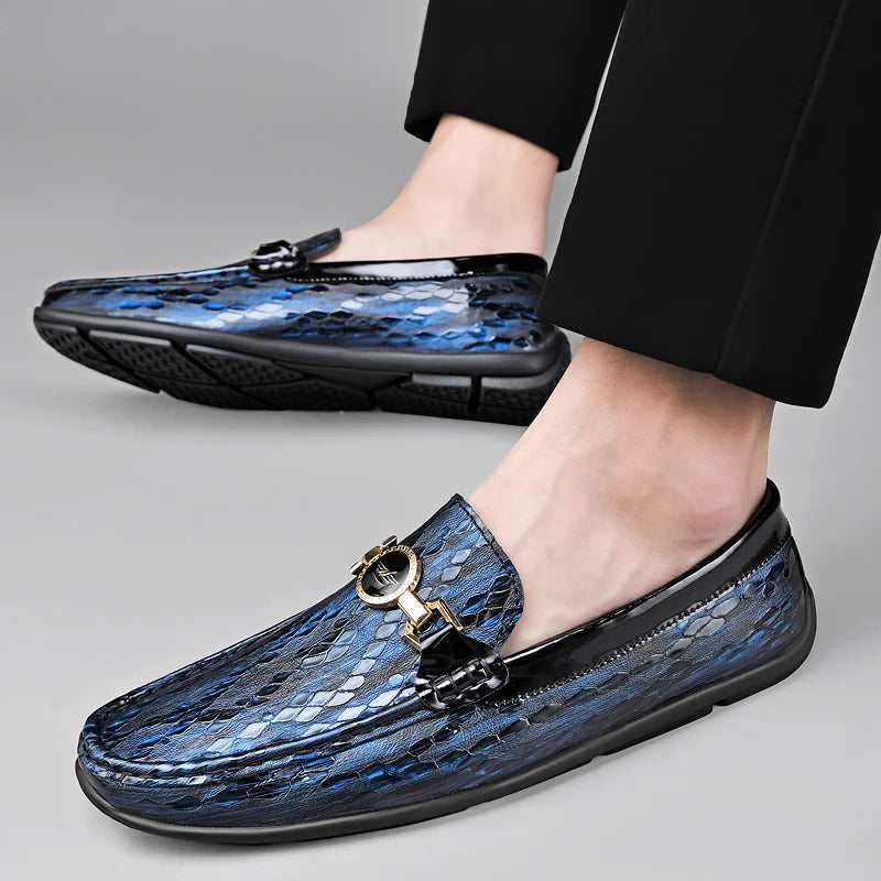 Matt Embossed Leather Loafers