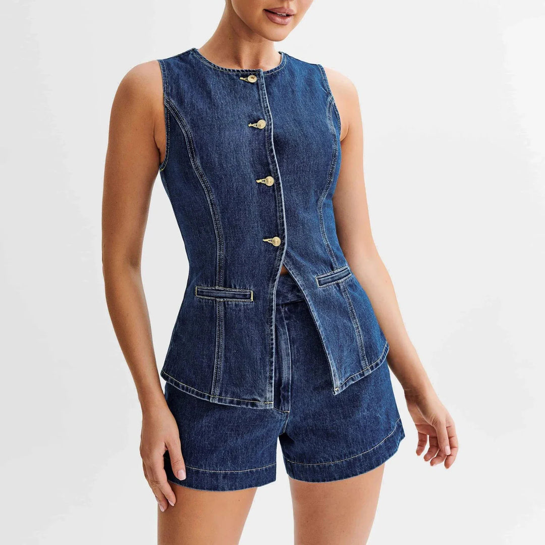 Edith Denim Two Piece Set