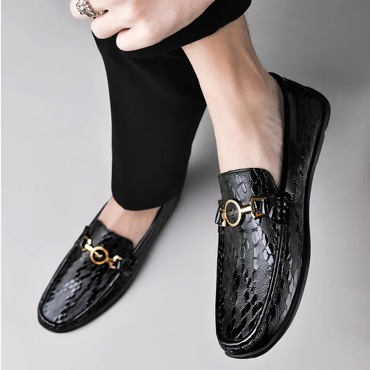 Matt Embossed Leather Loafers