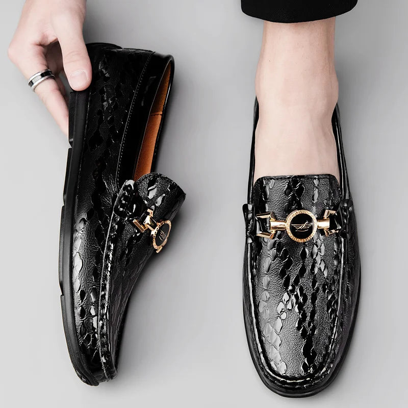 Matt Embossed Leather Loafers