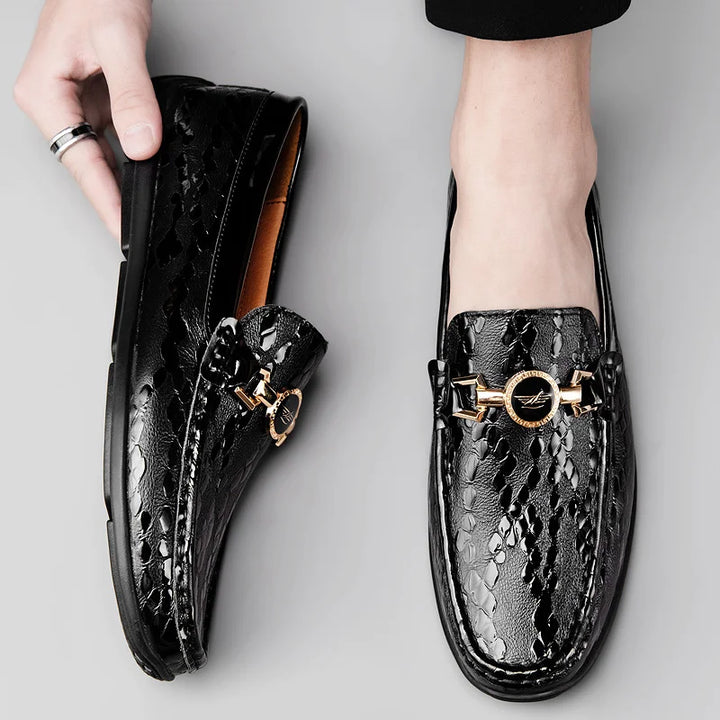Matt Embossed Leather Loafers