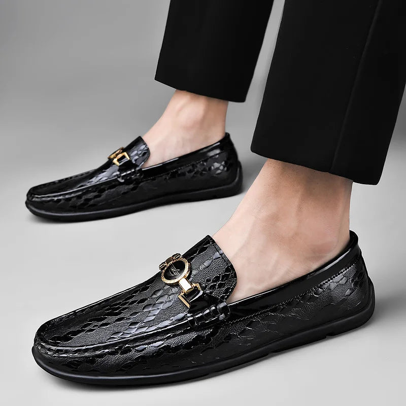 Matt Embossed Leather Loafers