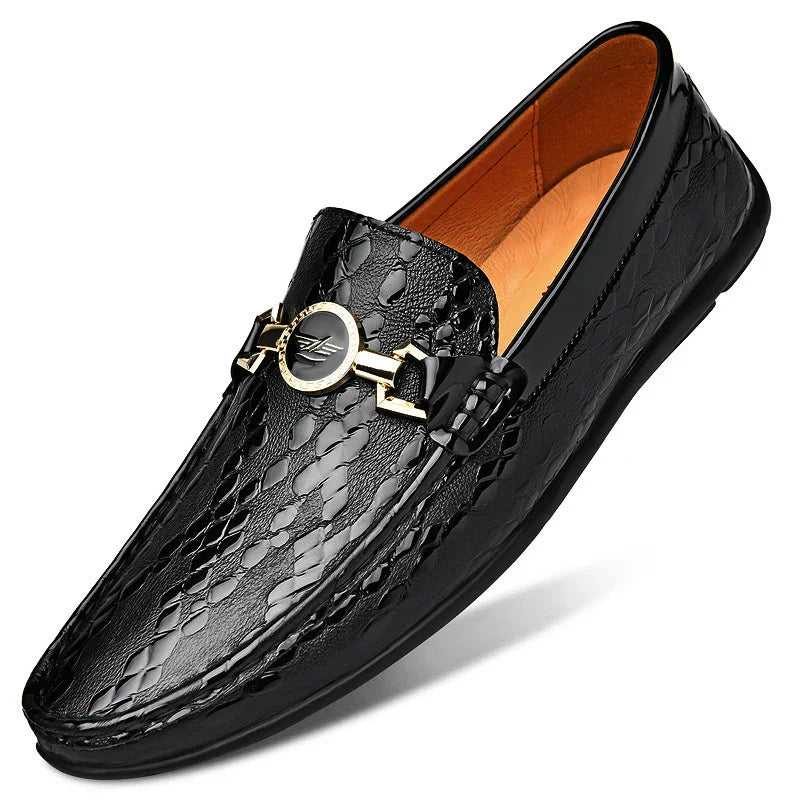 Matt Embossed Leather Loafers