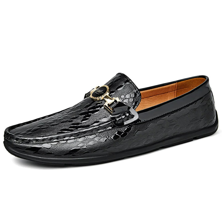 Matt Embossed Leather Loafers
