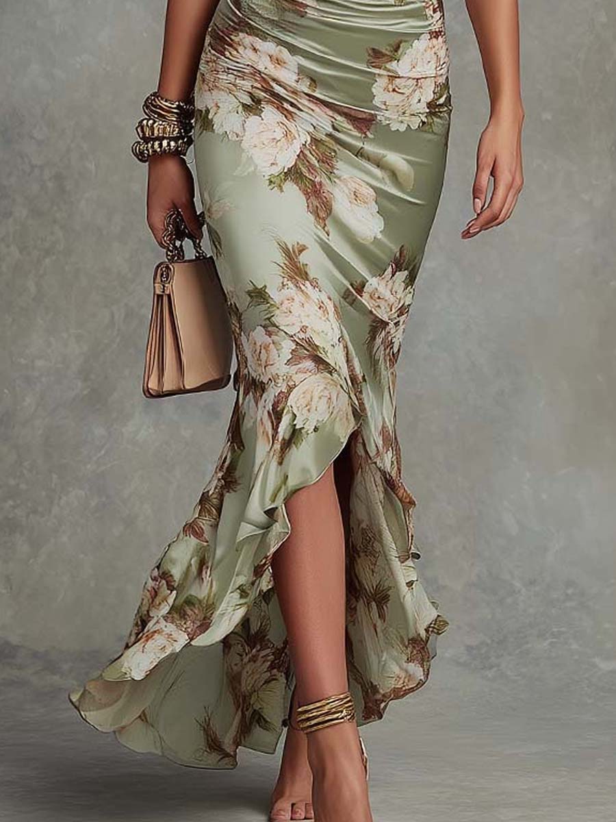 Isabella Floral Satin Maxi Dress