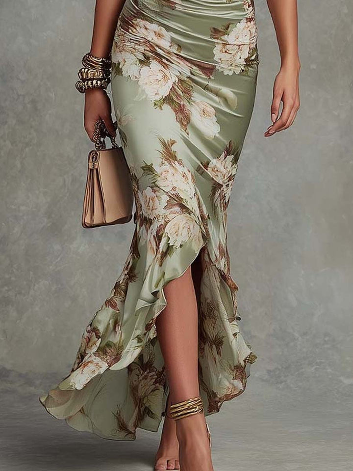 Isabella Floral Satin Maxi Dress