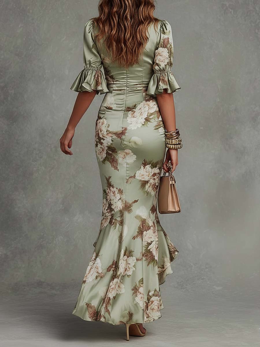 Isabella Floral Satin Maxi Dress