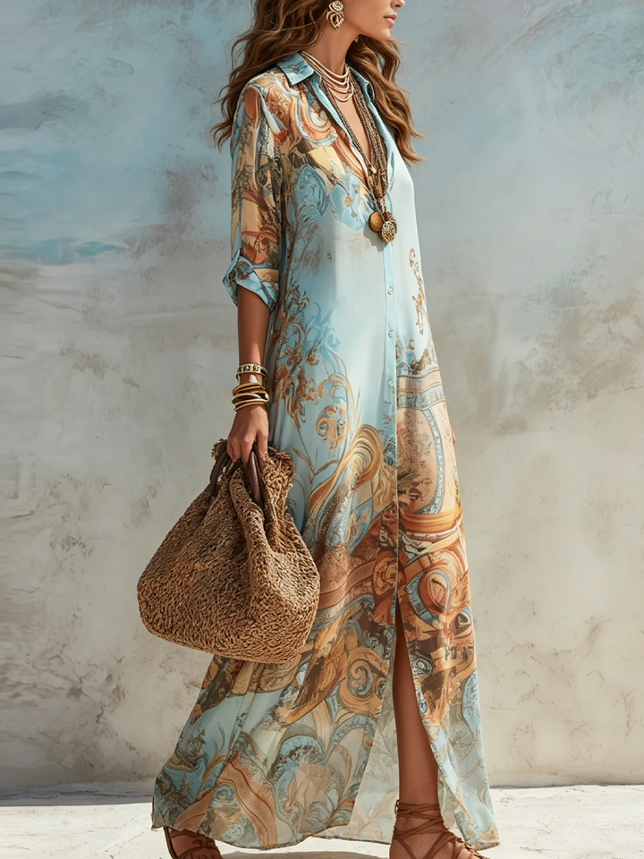Serena | Mediterranean Boho Maxi Dress